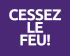 cessez-le-feu headline in capitals white on violet