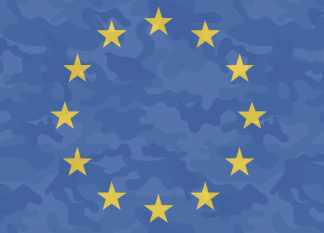 Étoiles de l'UE sur fond camouflage