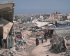 Vue de rue de bâtiments effondrés à Gaza