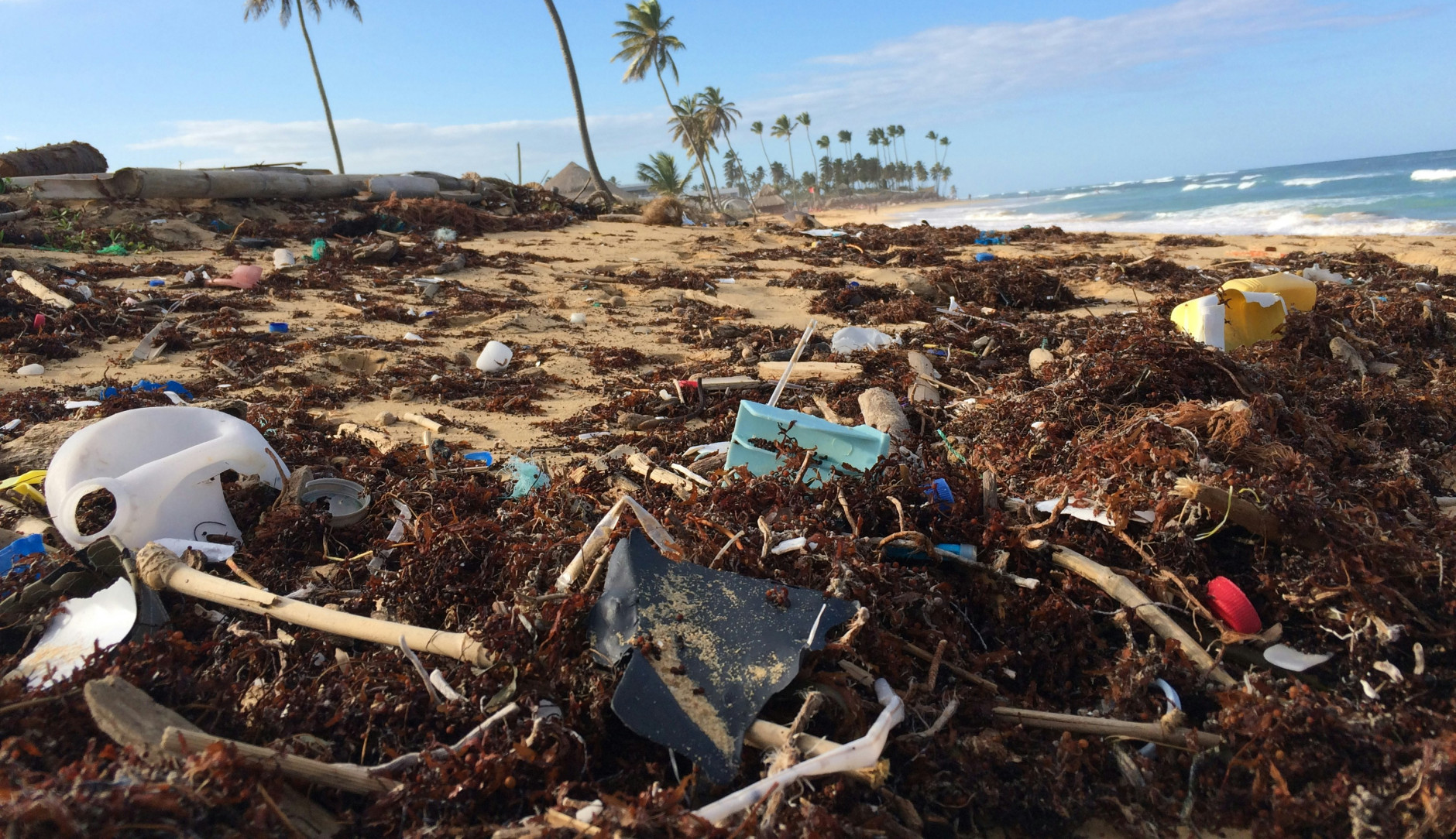 detchets plastiques sur une plage