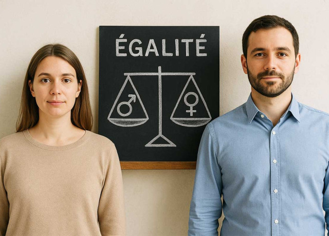 homme et femme tableau noir dessin  balance