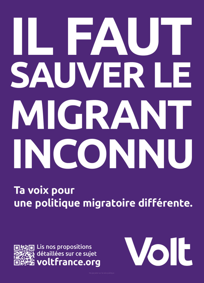affiche volt avec l'accroche il faut sauver le migrant inconnu