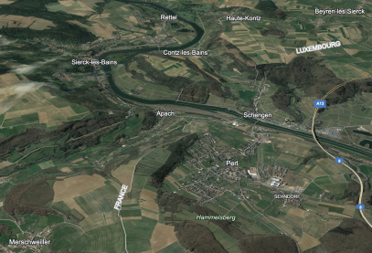 A 3d map of the geography near Schengen