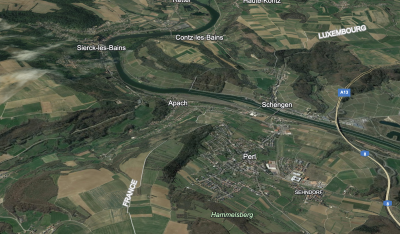 A 3d map of the geography near Schengen