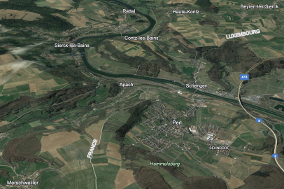 A 3d map of the geography near Schengen