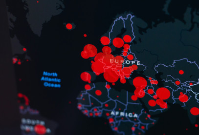 Carte de l'Europe avec des points rouges