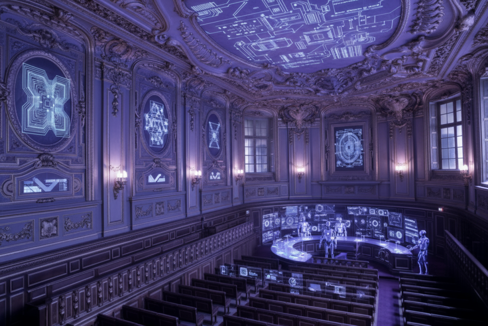 La salle Liard de la Sorbonne imaginé à l'IA