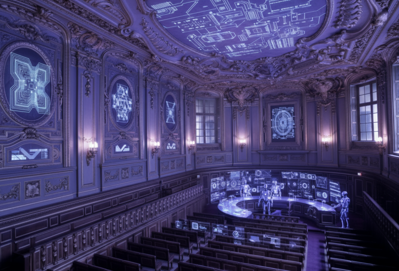 La salle Liard de la Sorbonne imaginé à l'IA