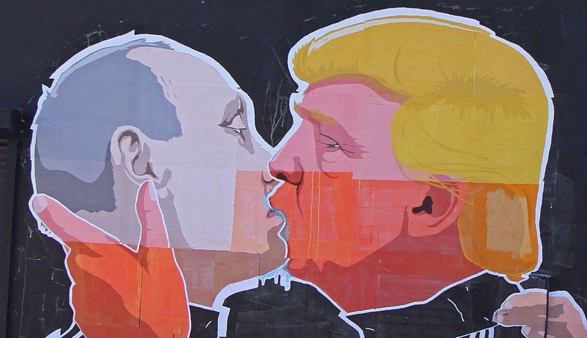 street art de trump embrassant putin