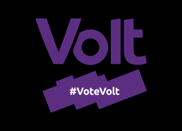 Logo de Volt avec hashtag #votevolt