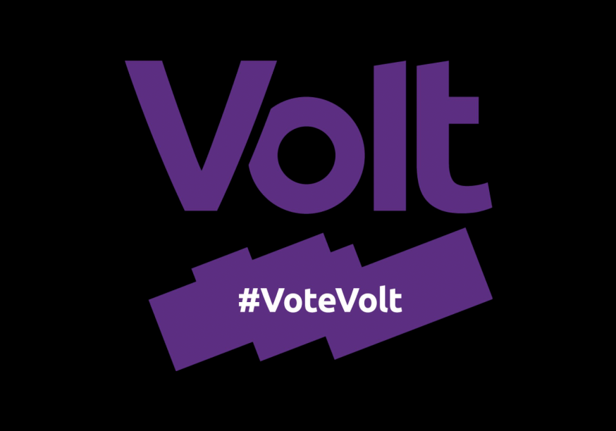 Logo de Volt avec hashtag #votevolt