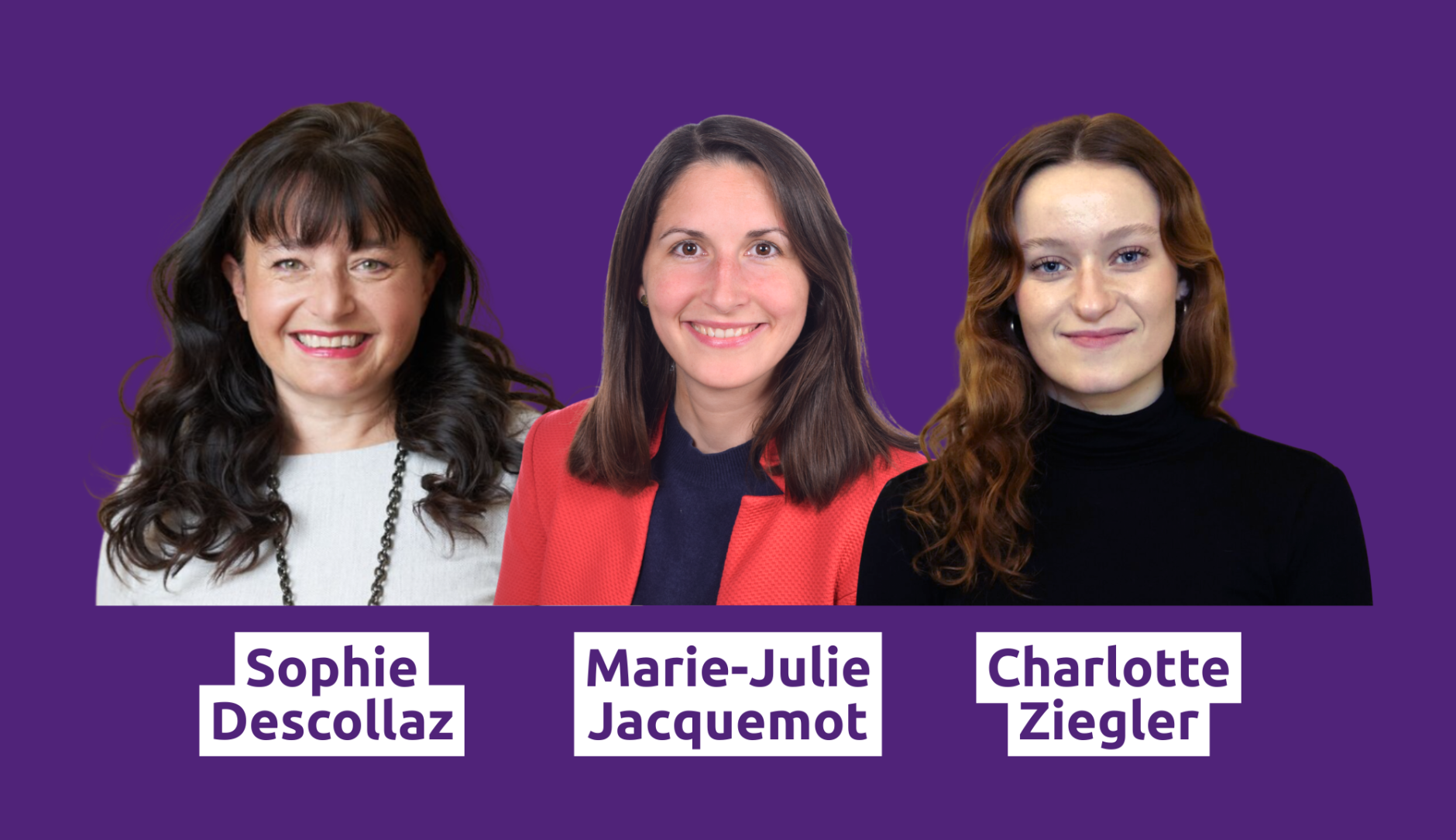 Portraits de Sophie Descollaz, Marie-Julie Jacquemot et Charlotte Ziegler
