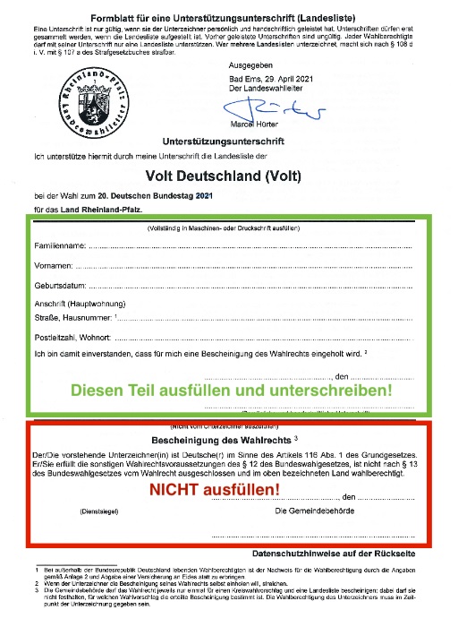 Eine Scan des Formulars mit Ausfüllhilfe